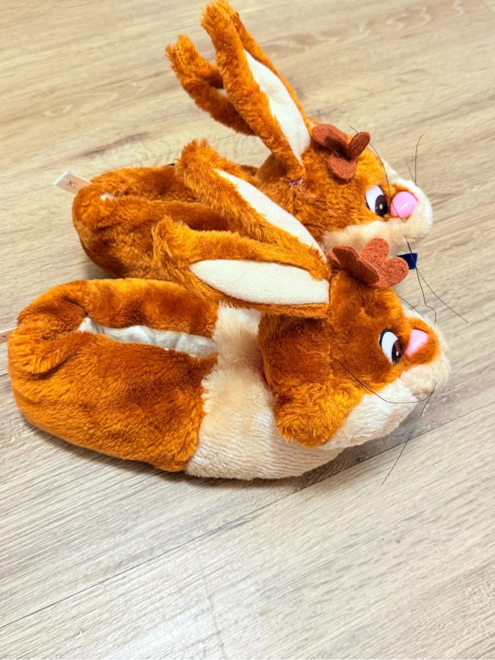 Kids Plush Nesquick Bunny Slippers in Orange - Soft Cozy